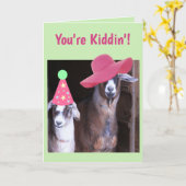 Twee geit Funny Birthday Kaart (Gele Bloem)