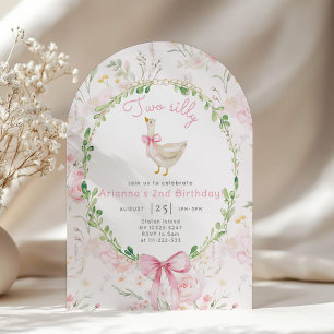 Twee gekke Goose Blush roze Bow Girl 2e verjaardag Kaart
