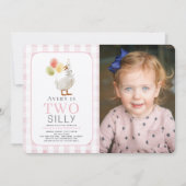 Twee Gekke Goose Pink Gingham Girl 2e verjaardag Kaart (Voorkant)