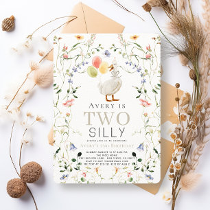 Twee Gekke Goose Wildflower Bloemen 2e verjaardag Kaart