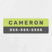 Twee gekleurde naam en telefoonnummer waterdicht l labels (Design 1)