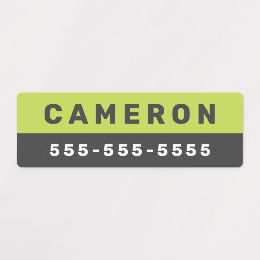 Twee gekleurde naam en telefoonnummer waterdicht l labels (Design 1)
