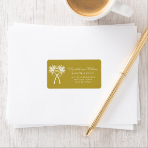 Twee geknoteerde palm Trees Tropical Wedding Addre Etiket