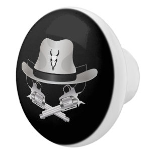 Twee gekruiste pistolen en pet keramische knop