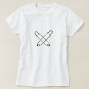 Twee gekruiste zilverveiligheidspinnen t-shirt