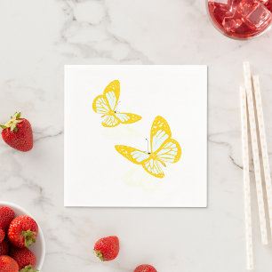 Twee gele Butterflies Paper Napkins Servet