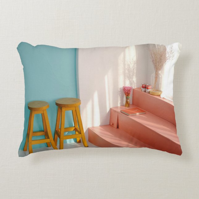 Twee gele houten stooten accent kussen (Voorkant)