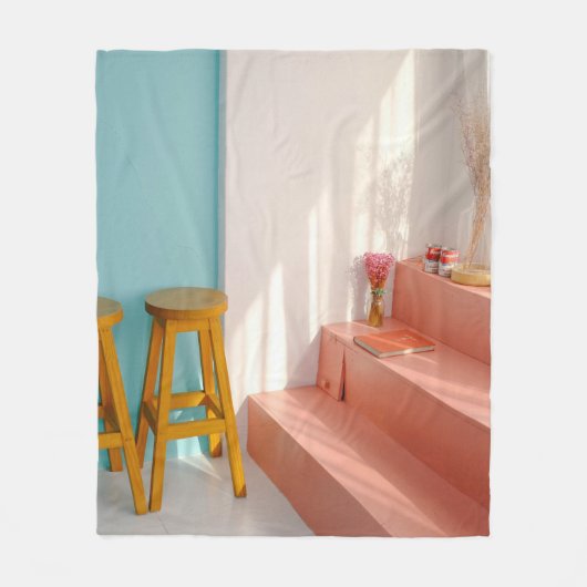 Twee gele houten stooten fleece deken (Voorkant)