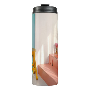 Twee gele houten stooten thermosbeker