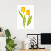 twee gele tulpen waterverf poster (Thuiskantoor)
