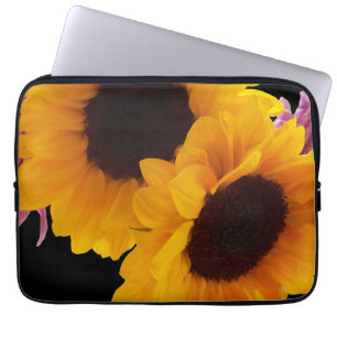 Twee gele zonnebloemen laptop sleeve