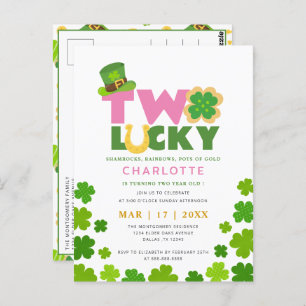 Twee gelukkige shamrocks 2e verjaardag St. Patrick Briefkaart