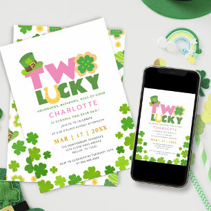 Twee gelukkige shamrocks 2e verjaardag St. Patrick Kaart