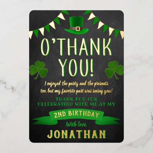 Twee gelukkige St. Patrick's Day 2e verjaardag Dan Folie Uitnodiging (Voorkant)