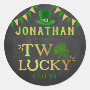 Twee gelukkige St. Patrick's Day 2e verjaardag Ronde Sticker