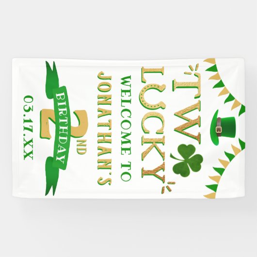Twee gelukkige St. Patrick's Day 2e verjaardag Wel Spandoek (Horizontaal)