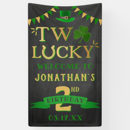 Twee gelukkige St. Patrick's Day 2e verjaardag Wel Spandoek (Verticaal)