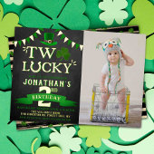 Twee gelukkige St. Patrick's Day 2nd Birthday Real Folie Uitnodiging