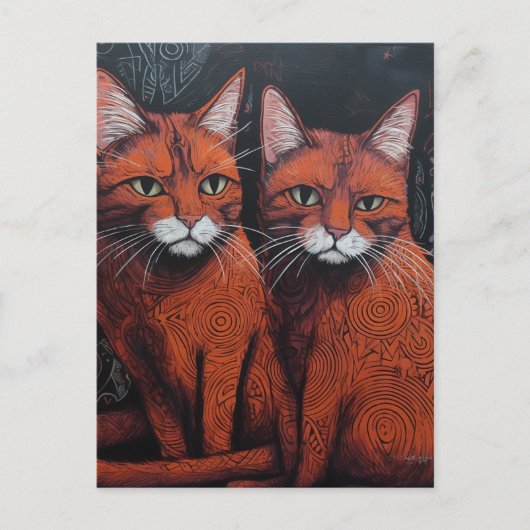 Twee gemberkatten briefkaart (Voorkant)