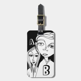 Twee gepersonaliseerde brieven & leuke Doodle-figu Bagagelabel