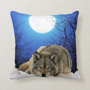 Twee gesteunde Wolf Pillow Kussen