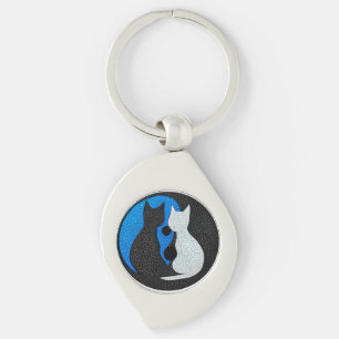 Twee gestileerde katten sleutelhanger