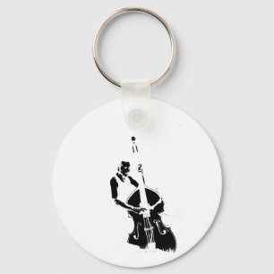 Twee getoned Upright Bass Player-contour Sleutelhanger