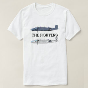 Twee gevechtsvliegtuigen illustratie – Militair vl T-shirt