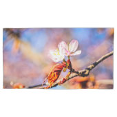 Twee geweldige Sakura Flowers. Roze, blauwe achter Kussensloop (Voorkant-Links)