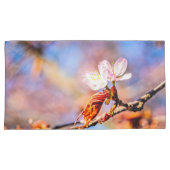 Twee geweldige Sakura Flowers. Roze, blauwe achter Kussensloop (Voorkant-Rechts)