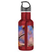 Twee geweldige Sakura Flowers. Roze, blauwe achter Waterfles (Achterkant)