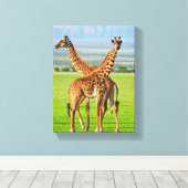 Twee Giraffes Canvas Afdruk (Insitu (Houten vloer))