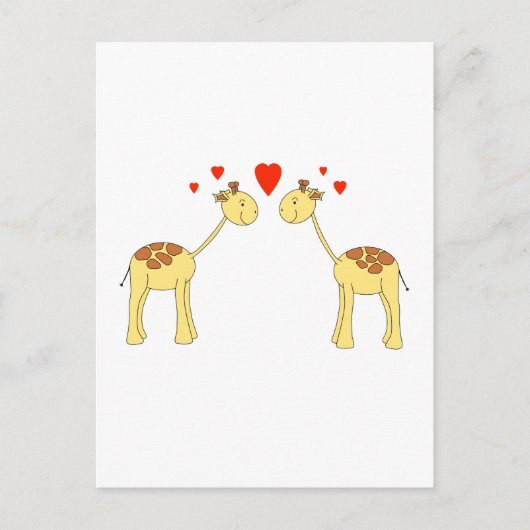 Twee Giraffes met hart. Cartoon. Briefkaart (Voorkant)