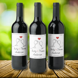 Twee glazen, één hart wijn etiket