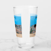 Twee glazen rode wijn met uitzicht van Dubrovnik (Rechts)