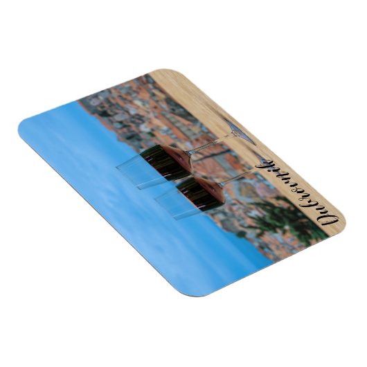 Twee glazen rode wijn met uitzicht van Dubrovnik M Magneet (Rechterzijde)