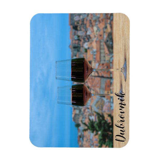 Twee glazen rode wijn met uitzicht van Dubrovnik M Magneet (Verticaal)