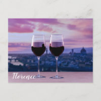 Twee glazen rode wijn op Florence skyline