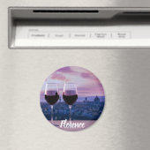 Twee glazen rode wijn op Florence skyline Magneet (Insitu (Vaatwasser))