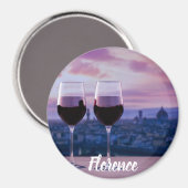 Twee glazen rode wijn op Florence skyline Magneet (Voorkant / Achterkant)