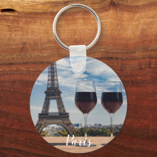 Twee glazen wijn met Eiffeltoren Sleutelhanger (Achterkant)