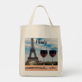 Twee glazen wijn met Eiffeltoren Tote Bag (Achterkant)