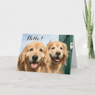 Twee glimlende Golden Retrievers Hallo Kaart