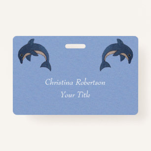 Twee Glittery Jumping Dolphins Dark Blue White Badge