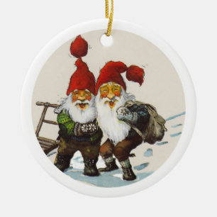 Twee Gnome Friends Keramisch Ornament
