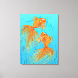 Twee goldfish art feng shui liefde symbolen kunst  canvas afdruk