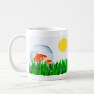 Twee Goldfish Sun Spring Equinox Grass س ن و ا Koffiemok