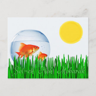 Twee Goldfish Sun Spring Equinox Tall Grass Briefkaart