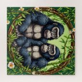 Twee gorilla's in een tropisch bamboe Lijst Legpuzzel (Horizontaal)
