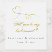 Twee gouden harten - bruiloft | Wees mijn bruidsme Wijn Etiket (Enkel label)